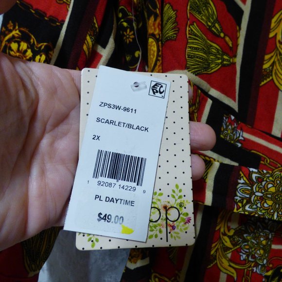 $49.00 Be Bop Trendy Plus Size Chain-Print Shirtdress, Size 2X, Scarlet/Black - Picture 13 of 13